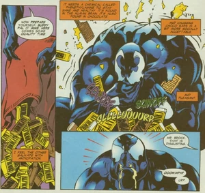 Venom eating chocolate.