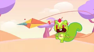 Nutty before being reeled in by Russell's kite with the help of Sniffles' mechanical plane.