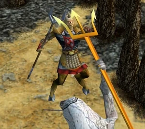 GargarensisAlmostImpaled.png (382 KB) Gargarensis about to be killed by the statue's trident.