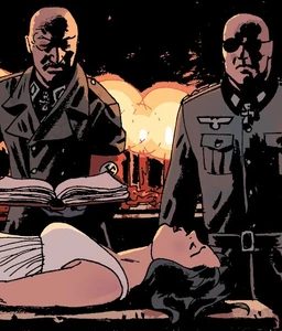 Bishop as a Nazi officer