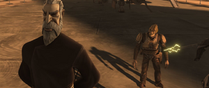 Dooku asks Eval to ready the contestants for the tournament.