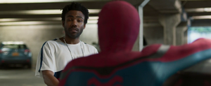 Davis discusses with Spider-Man.