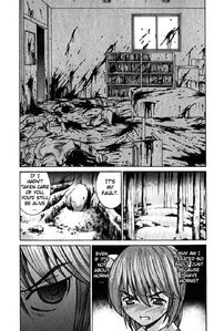 Tomoo and his buddies' mutilated corpses after Lucy attacked and killed them in the manga.