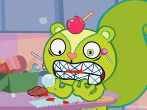 Nutty bites off his tongue.