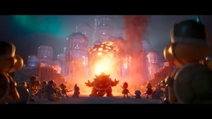 Bowser destroying the Penguin Kingdom.