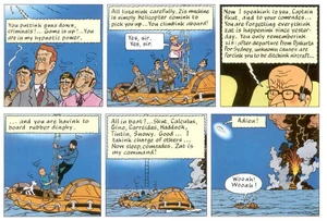 Rastapopoulos and his henchmen are whisked away to an unknown fate.