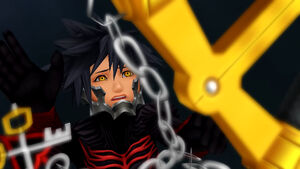 Vanitas reaching for the χ-blade upon his defeat in Birth by Sleep.