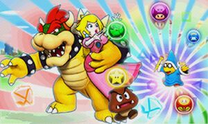Bowser kidnapping Peach in Puzzle & Dragons: Super Mario Bros. Edition.