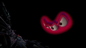 Melvin's angry stare at Chicken Little and his father.