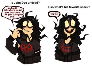 John answering whether or not he is undead, and his favorite food.