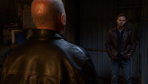 Phil Mitchell having a confrontation against former employee Keanu Taylor.
