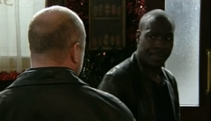 Phil Mitchell chatting with ex-gangster Paul Trueman.
