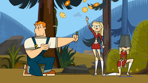...and knocks away Rodney's bouquet of flowers.