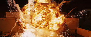 Stane killed in an explosion after tumbling into the Arc Reactor.