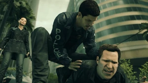 Stoddard being apprehended by Mendoza, moments before un-cuffed during the betrayal.