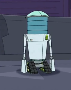 The robot starting to transform into a giant mecha.