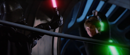 With one final strike, Luke severed Vader's cybernetic right hand, taking the Sith's lightsaber with it as it plummeted into the depths below.