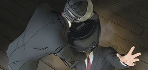 The Penguin burns the left side of Harvey's face with a stagelight when Batman saves Catwoman instead of him. (determinant)