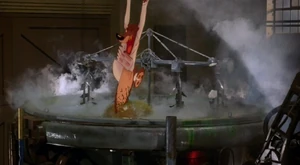 Smartass' death as he is knocked into the dip.