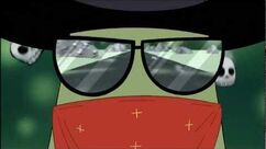 Dennis driving on the road, his shades reflecting the image of the same road that Spongebob and Patrick drove during the journey to retrieve the crown located at Shell City.