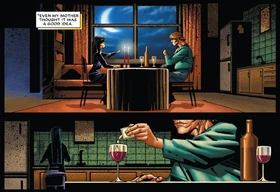 The rapist drugging the drink of his date.