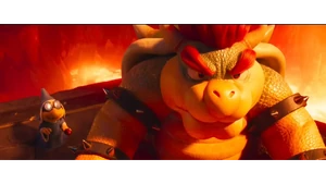 Bowser being informed by Kamek of a "mustachioed human".