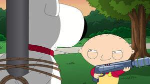 Evil Stewie about to kill Brian