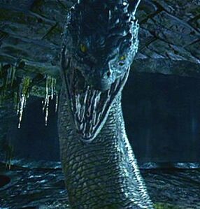 The Basilisk prepares to kill Harry.