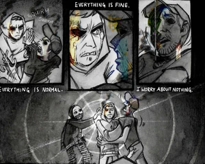 Alex and Brian being joined within the hivemind of Skully.