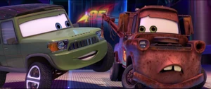 "This is the bloke that called in to the television show." - Axlerod meeting Mater.