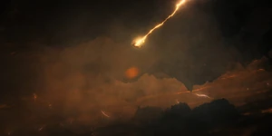 One being struck by lightning as he falls through the Hellscape.