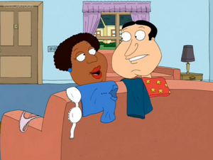 Quagmire has sex with Loretta, while the latter was still married to Cleveland.