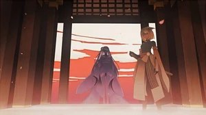 Beelzebul (left) and her servant, Kujou Sara (right).