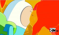 Finn's and Flame Princess's First Kiss.