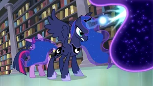 Luna saved Twilight.png (1.32 MB) Princess Luna protects Twilight from the Tantabus.