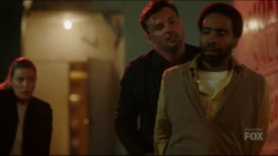 Pierce confronting and arrest his former secret decoy.