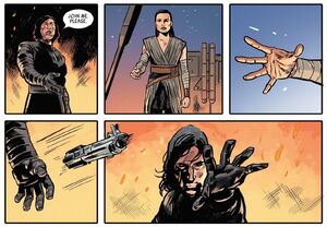 The Last Jedi Adaptation 5 - Rey and Kylo fight for the saber