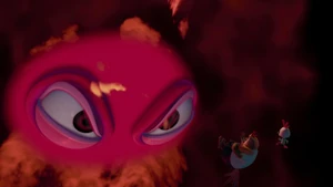 Melvin's furious stare after he abducts Chicken Little and Buck.