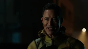 Thawne taunting Barry for still being alive and now assuming the identity of Wells again.