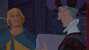 Phoebus asks Frollo what to do in the Court of Miracles