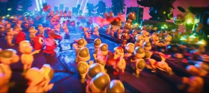 Bowser’s Army celebrating victory over the Snow Kingdom people by penguins.