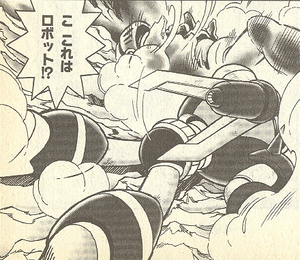 The aftermath of Duo and Trio's battle in the Rockman 8 manga.