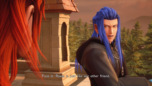 Saïx telling Lea that Roxas is gone for good.