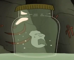 Polipotanaketl (possessing Mr. Cistern's toe) in a jar.