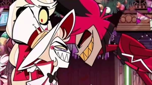 "F*ck you." Alastor swearing at Lucifer for insulting his name for the hotel.