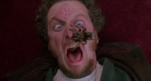 Marv screaming at Buzz's pet spider.