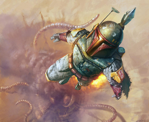 Boba Fett escapes from the sarlacc in the Star Wars Legends continuity.
