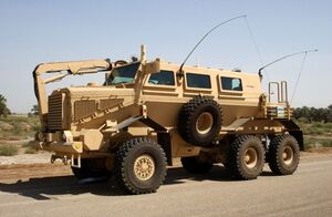 Bonecrusher's vehicle mode, a Buffalo MPCV mine clearing truck