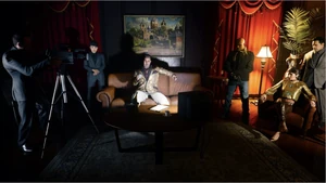 Essaïdi with the Guild during their meeting with Pantheon.