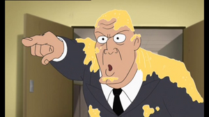 Kojak threatening to beat up T.J. during the fight between Benedict's forces and the students and staff.